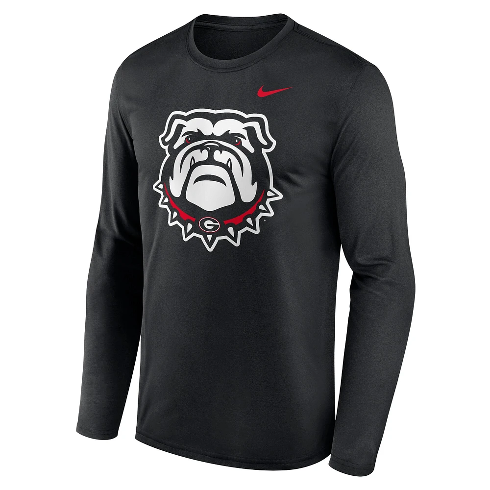 T-shirt Nike noir à manches longues pour homme Georgia Bulldogs Primetime Alternate Logo Legend Performance