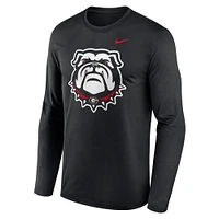 T-shirt Nike noir à manches longues pour homme Georgia Bulldogs Primetime Alternate Logo Legend Performance