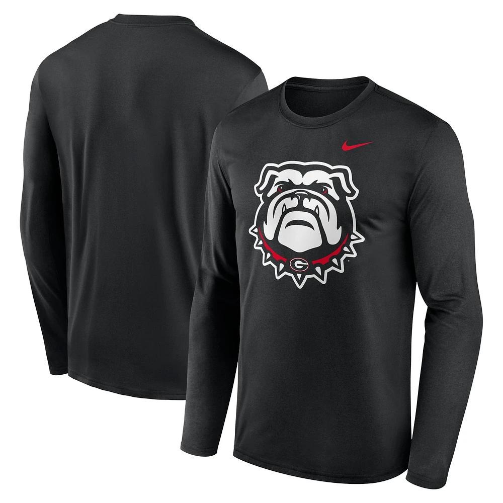 T-shirt Nike noir à manches longues pour homme Georgia Bulldogs Primetime Alternate Logo Legend Performance