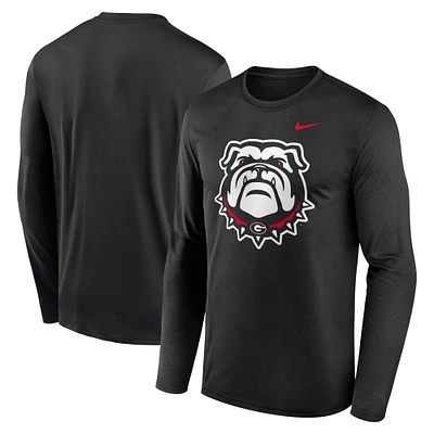 T-shirt Nike noir à manches longues pour homme Georgia Bulldogs Primetime Alternate Logo Legend Performance