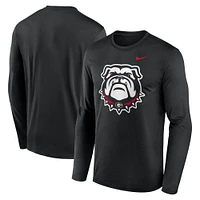T-shirt Nike noir à manches longues pour homme Georgia Bulldogs Primetime Alternate Logo Legend Performance
