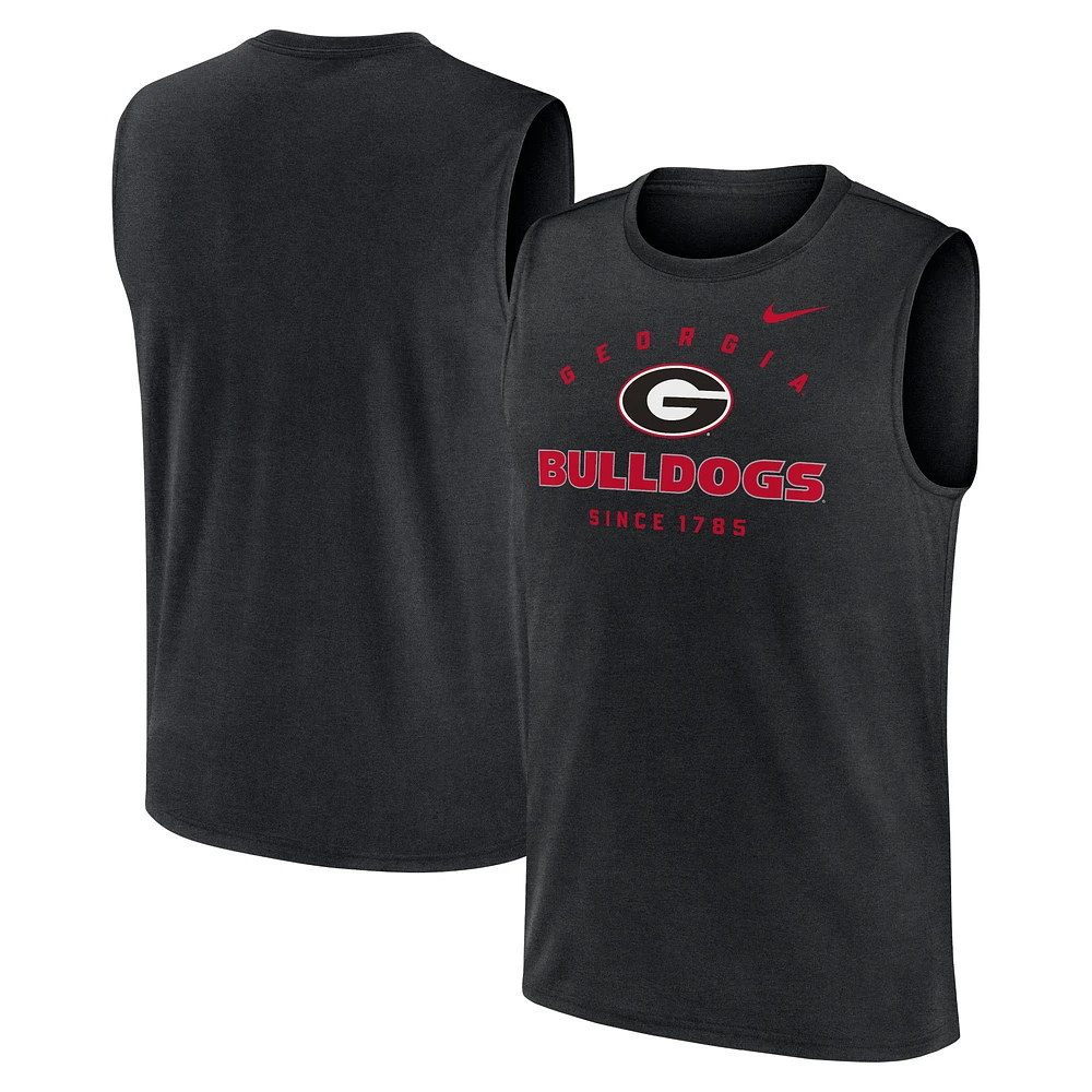 Débardeur musculaire Nike noir Georgia Bulldogs Primetime Legend Lock Up Performance pour homme