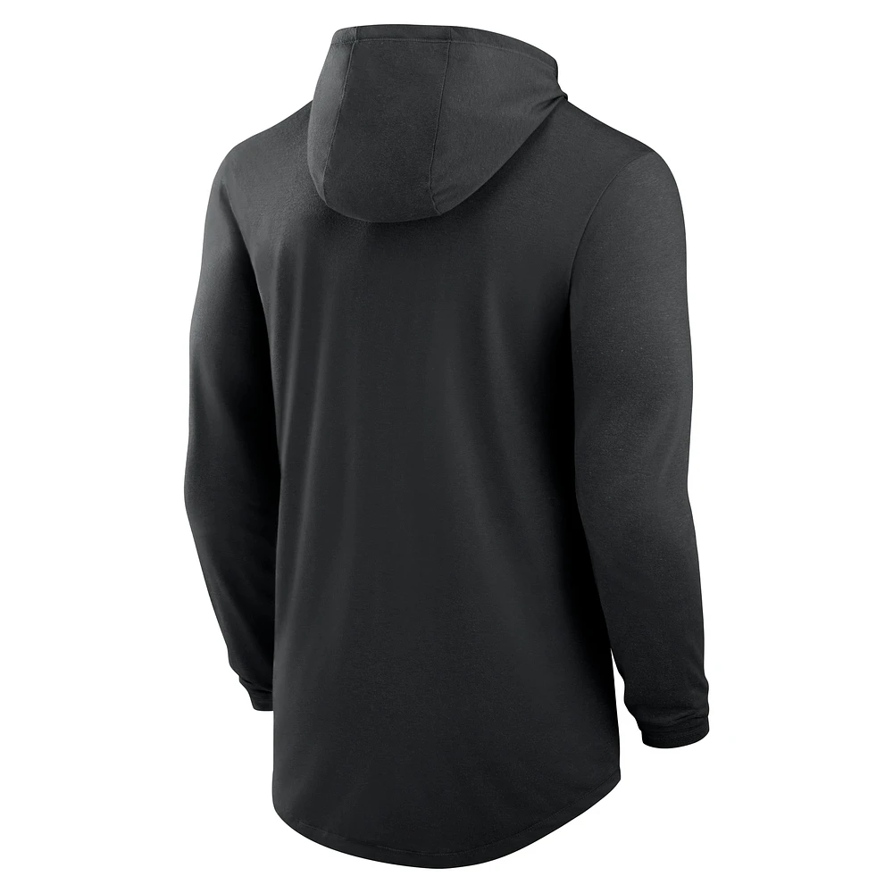 T-shirt à capuche Nike Primetime Tri-Blend Performance manches longues pour homme, noir, Georgia Bulldogs