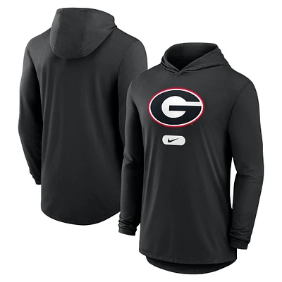 T-shirt à capuche Nike Primetime Tri-Blend Performance manches longues pour homme, noir, Georgia Bulldogs