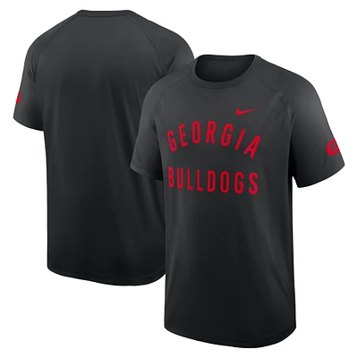 Men's Nike Black Georgia Bulldogs Ready Raglan Premium Performance T-Shirt
