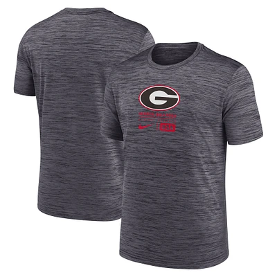 T-shirt Nike Georgia Bulldogs Campus Center Block Velocity Performance pour homme, couleur anthracite