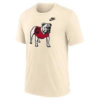 Men's Nike Cream Georgia Bulldogs Vault Logo Tri-Blend T-Shirt