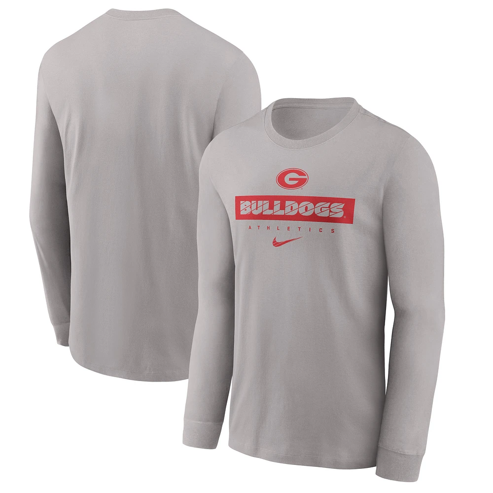 T-shirt à manches longues Nike gris Georgia Bulldogs 2024 Sideline Legend Performance pour homme