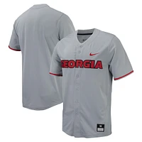 Maillot de baseball à bouton intégral Nike pour homme, gris, Georgia Bulldogs Replica