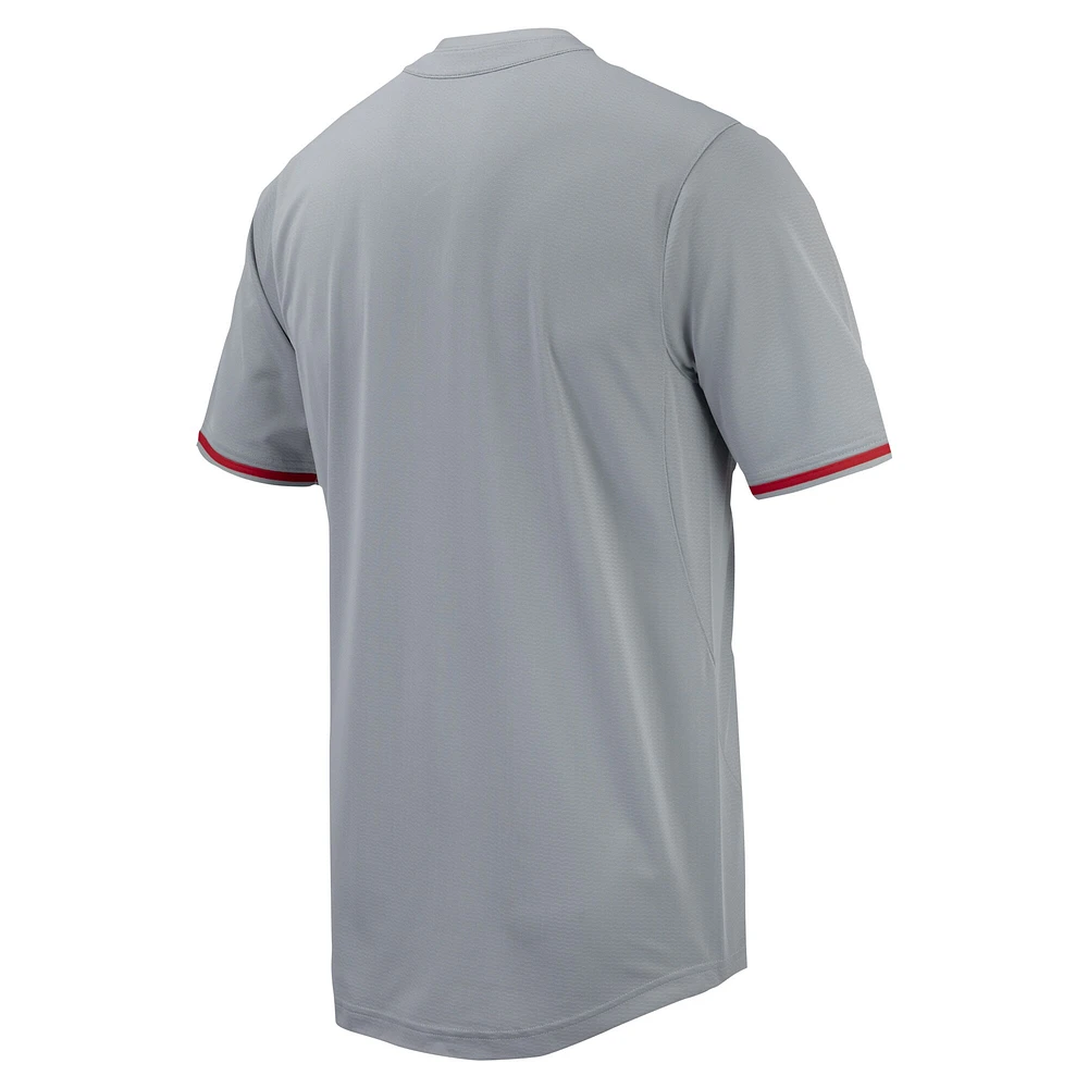 Maillot de baseball à bouton intégral Nike pour homme, gris, Georgia Bulldogs Replica