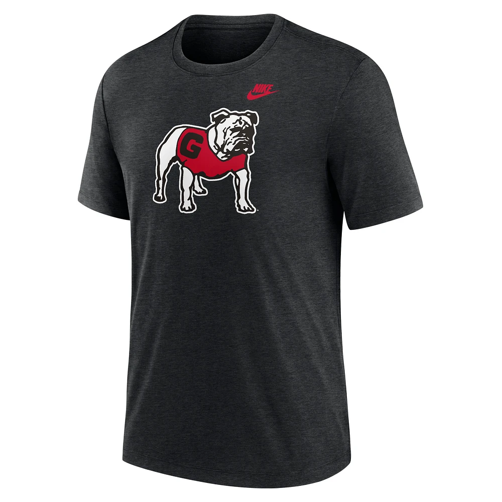 T-shirt Nike noir chiné Georgia Bulldogs Blitz Legacy Primary Tri-Blend pour homme