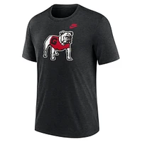 T-shirt Nike noir chiné Georgia Bulldogs Blitz Legacy Primary Tri-Blend pour homme