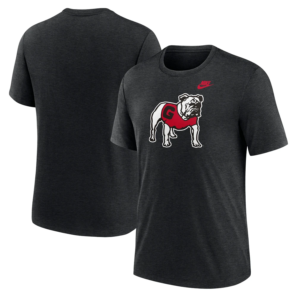 T-shirt Nike noir chiné Georgia Bulldogs Blitz Legacy Primary Tri-Blend pour homme