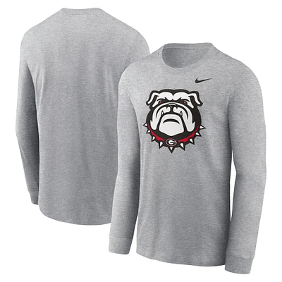 Men's Nike Heather Gray Georgia Bulldogs Alternate Logo Long Sleeve T-Shirt