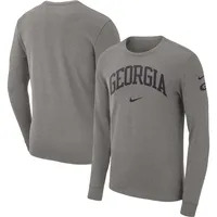 T-shirt à manches longues pour homme Georgia Bulldogs Arch 2-Hit Nike, gris chiné