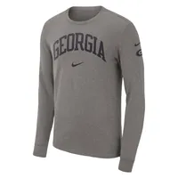 T-shirt à manches longues pour homme Georgia Bulldogs Arch 2-Hit Nike, gris chiné