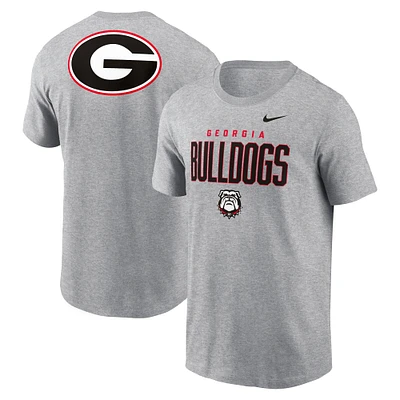 Men's Nike Heather Gray Georgia Bulldogs Campus 2-Hit Primary Mascot T-Shirt