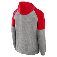 Sweat à capuche zippé Nike Georgia Bulldogs Fitness Performance Raglan pour homme, gris chiné