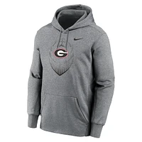 Men's Nike Heather Gray Georgia Bulldogs Icon Football Performance Pullover Hoodie