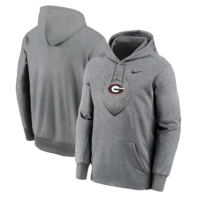 Men's Nike Heather Gray Georgia Bulldogs Icon Football Performance Pullover Hoodie