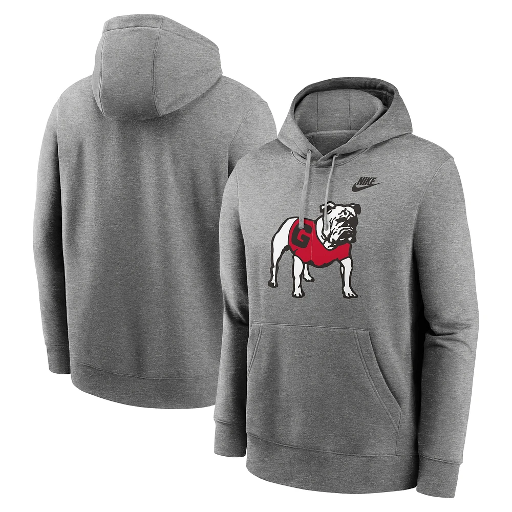 Men's Nike Heather Gray Georgia Bulldogs Legacy Logo Club Fleece Pullover Hoodie