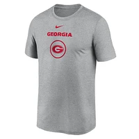 T-shirt Nike Heather Grey Georgia Bulldogs pour homme - Légende du basket-ball sur le terrain Performance