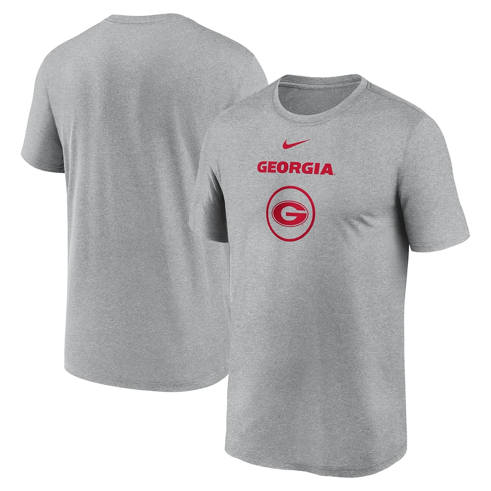 T-shirt Nike Heather Grey Georgia Bulldogs pour homme - Légende du basket-ball sur le terrain Performance