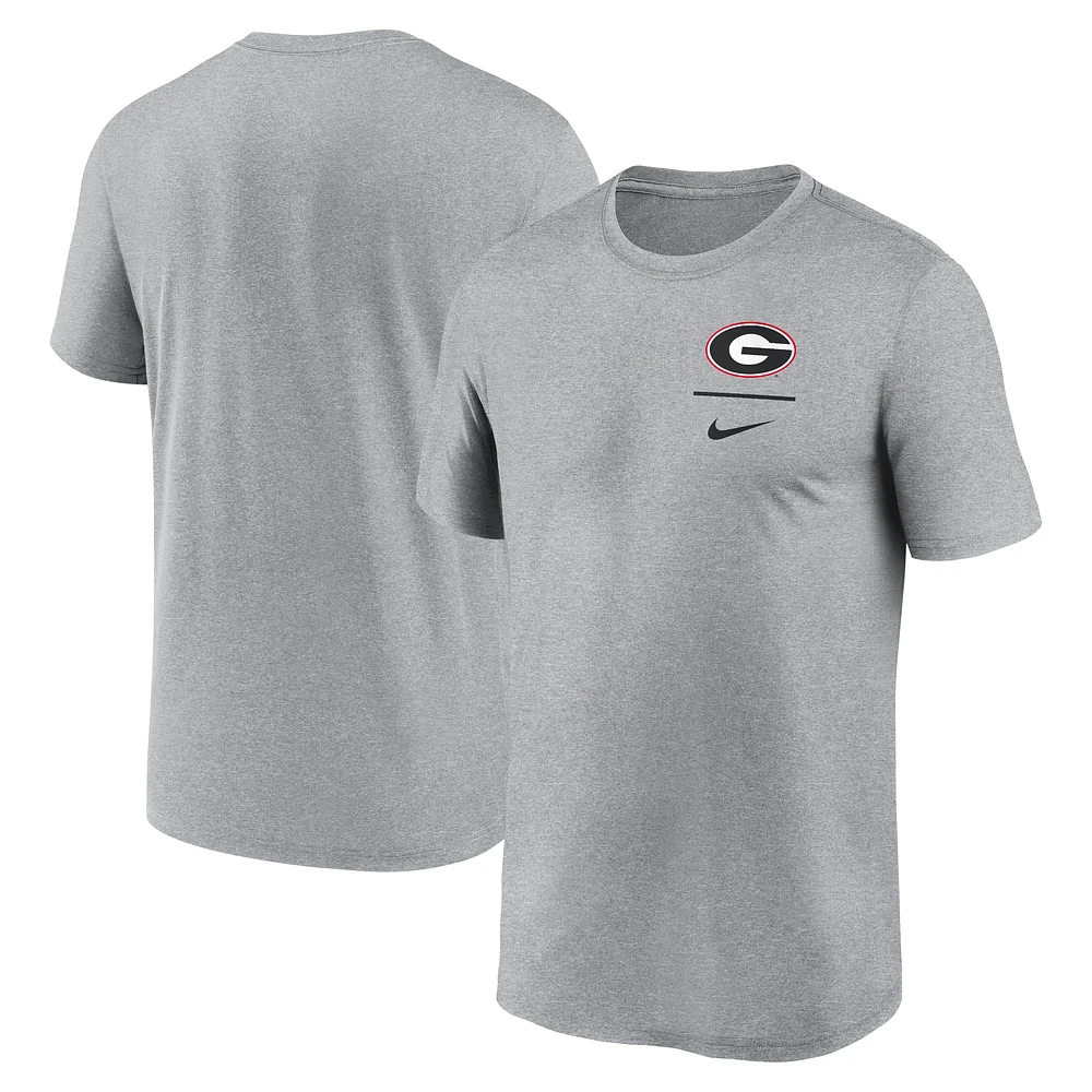 Men's Nike Heather Gray Georgia Bulldogs Primary Logo Legend Performance T-Shirt