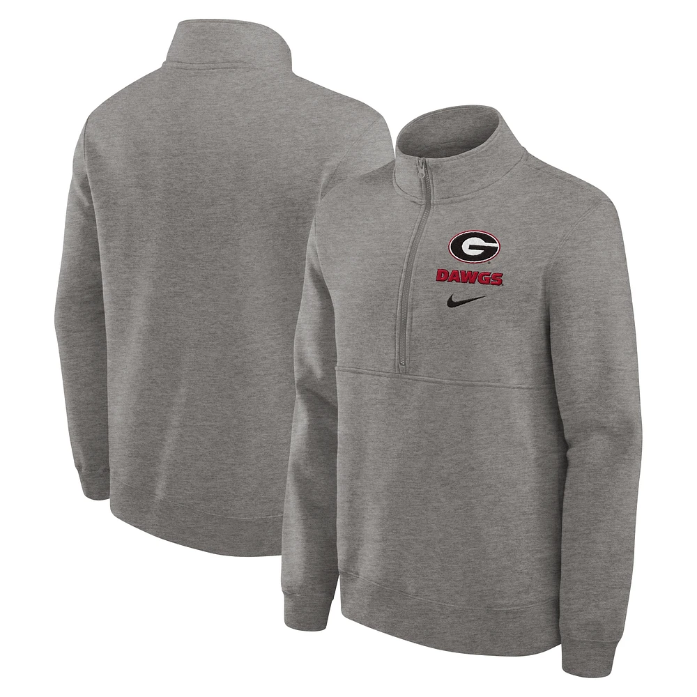 Men's Nike Heather Gray Georgia Bulldogs Primetime Club Half-Zip Sweatshirt