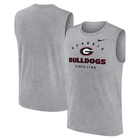 Men's Nike Heather Gray Georgia Bulldogs Primetime Legend Lock Up Performance Muscle Tank Top