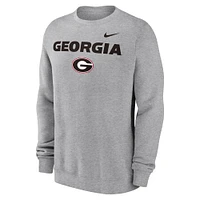 Men's Nike Heather Gray Georgia Bulldogs Primetime Primary Stack Pullover Sweatshirt