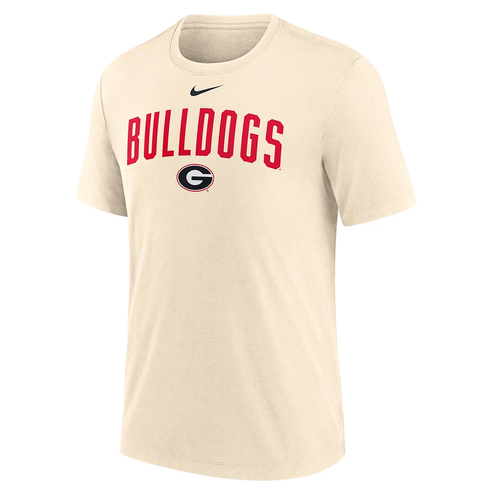 Men's Nike Natural Georgia Bulldogs Arch Logo Triblend T-Shirt