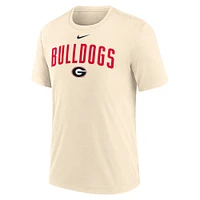 Men's Nike Natural Georgia Bulldogs Arch Logo Triblend T-Shirt