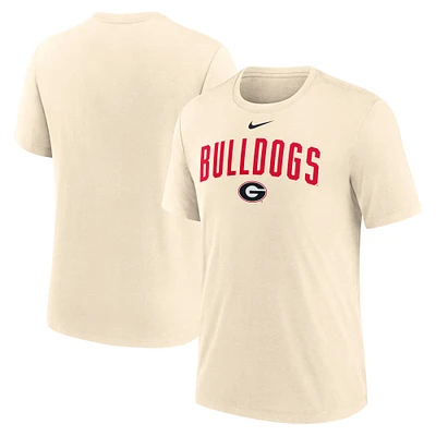 Men's Nike Natural Georgia Bulldogs Arch Logo Triblend T-Shirt
