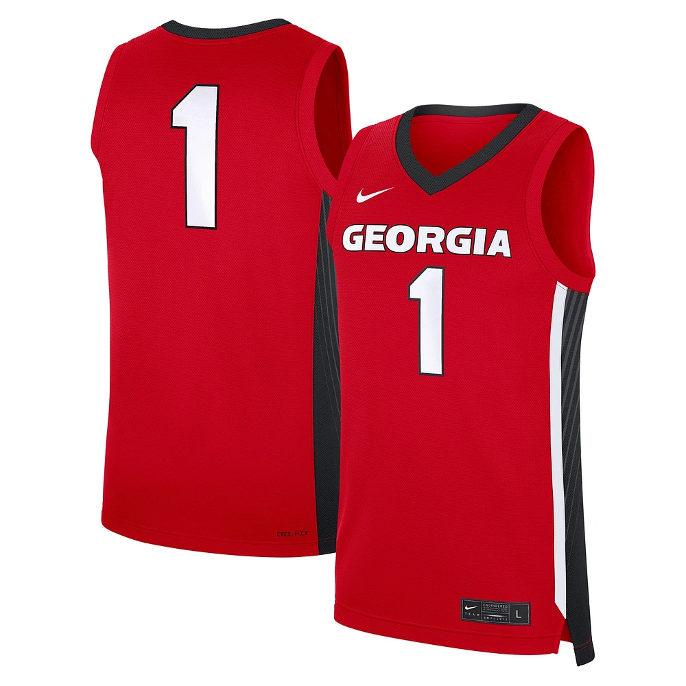 Men's Nike #1 Red Georgia Bulldogs Road Replica Jersey