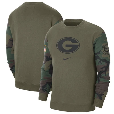 Sweat-shirt Nike Olive Georgia Bulldogs Military Pack Club pour homme