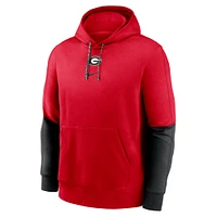 Men's Nike Red/Black Georgia Bulldogs 2024 Sideline Club Pullover Hoodie