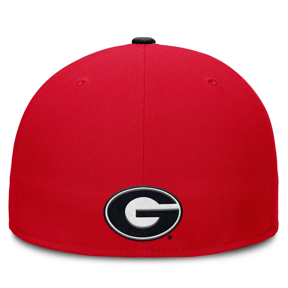 Men's Nike Red/Black Georgia Bulldogs Two-Tone Primetime Performance Fitted Hat