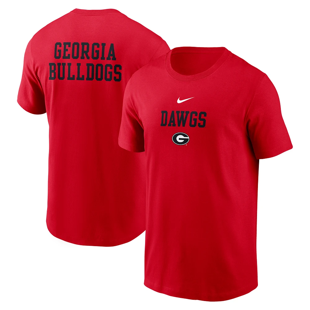 T-shirt Nike rouge Georgia Bulldogs 2-Hit Stacked pour homme