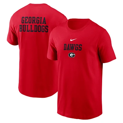 T-shirt Nike rouge Georgia Bulldogs 2-Hit Stacked pour homme