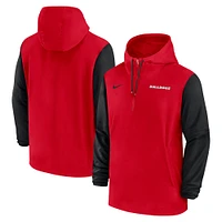 Men's Nike Red Georgia Bulldogs 2024 Sideline Pregame Player Half-Zip Hoodie