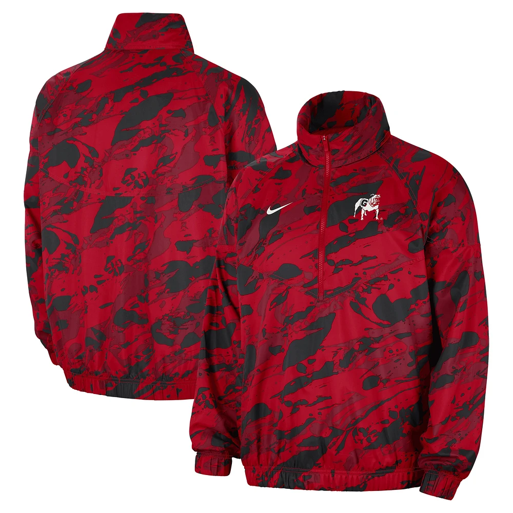 Veste anorak à demi-zip Nike Red Georgia Bulldogs pour homme