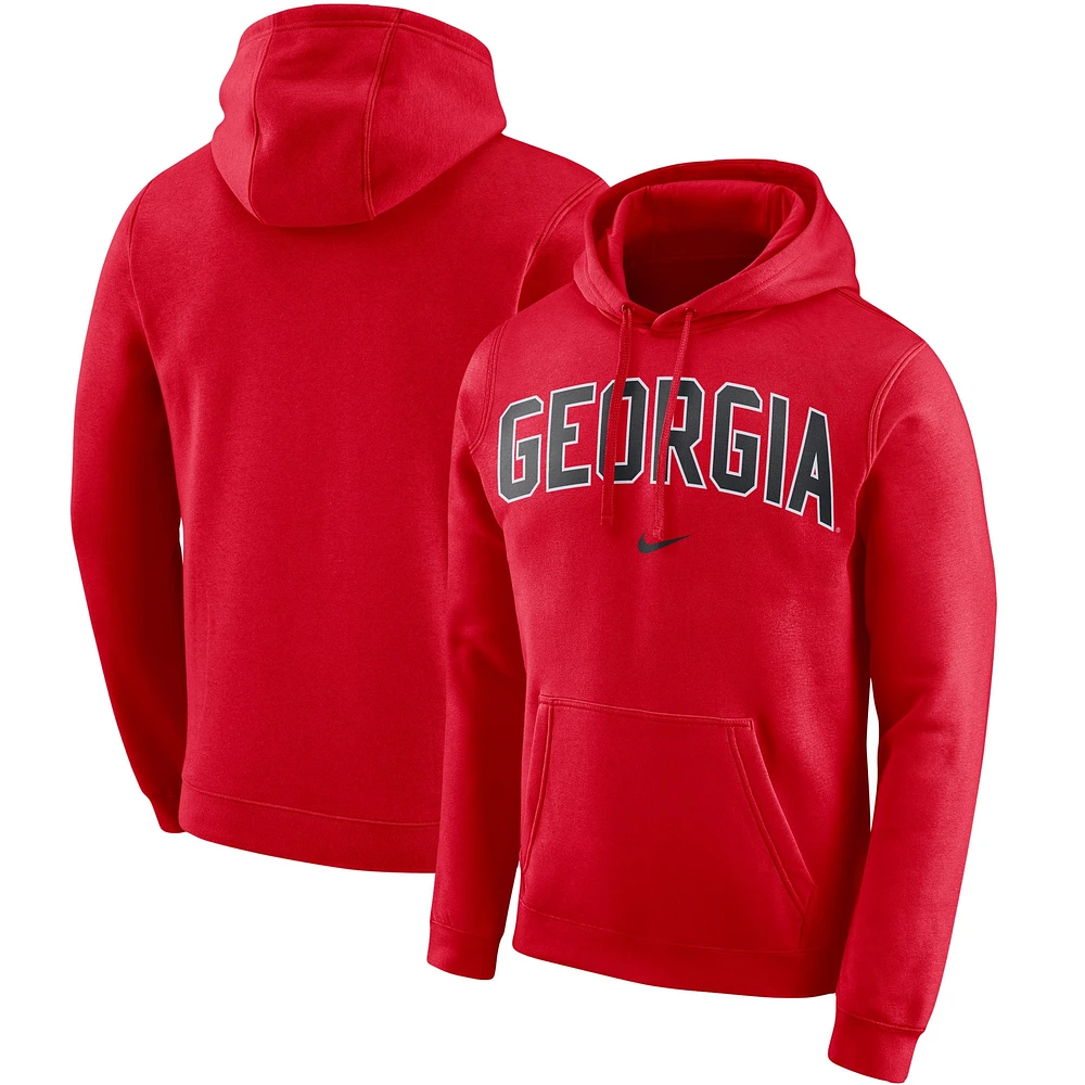 Men's Nike Red Georgia Bulldogs Arch Club Fleece Pullover Hoodie