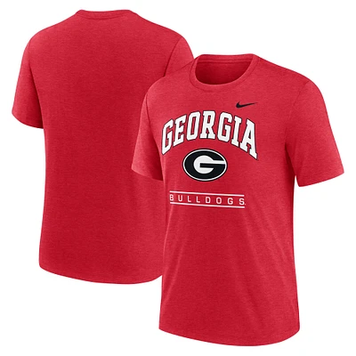 T-shirt Nike rouge Georgia Bulldogs Arch Over Logo Tri-Blend pour homme