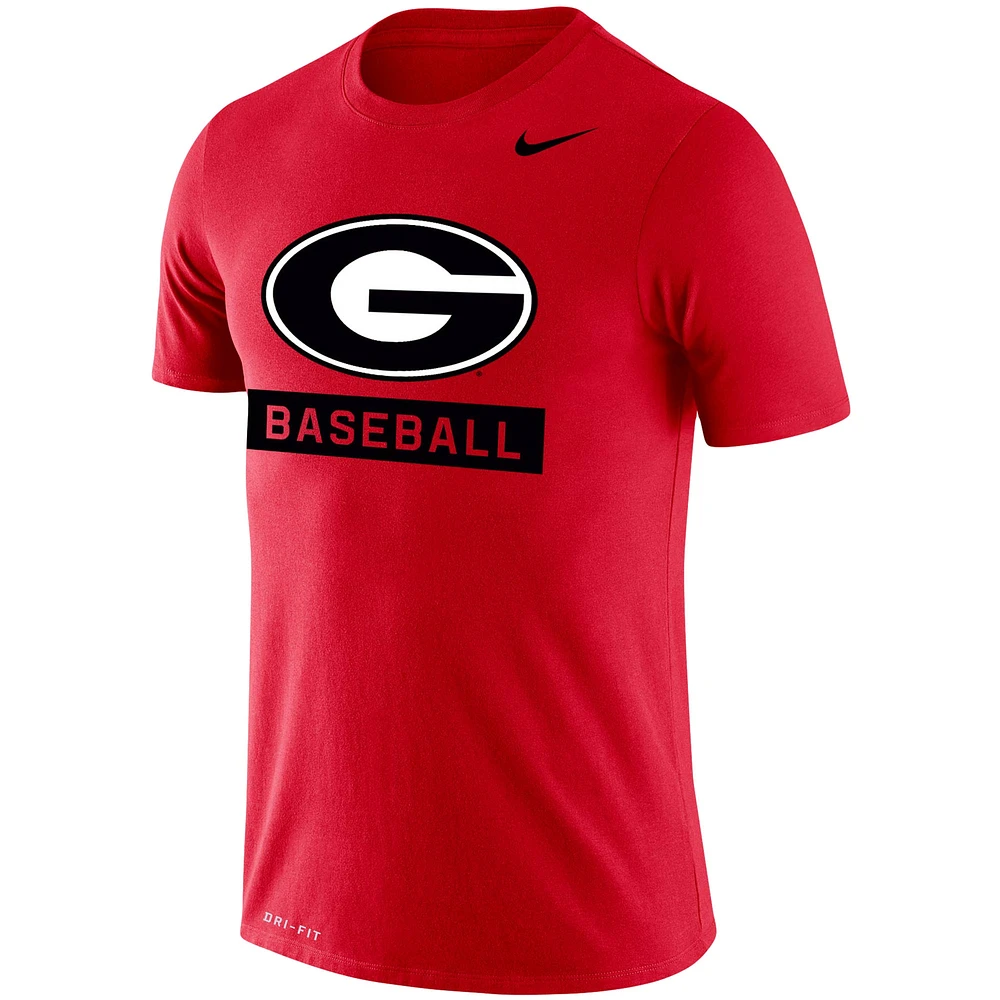 T-shirt de performance coupe slim Nike pour hommes, Georgia Bulldogs Baseball Logo Stack Legend, rouge