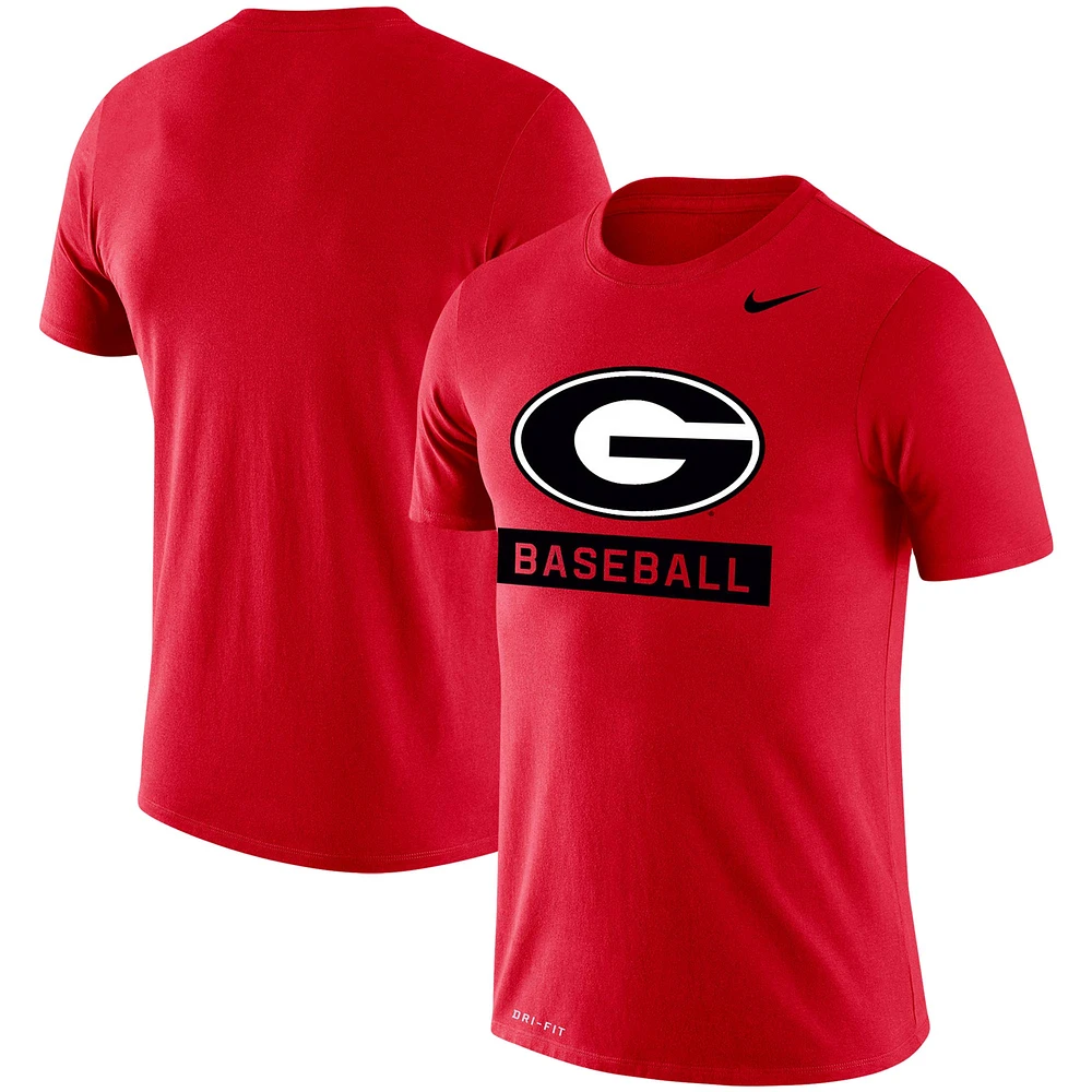 T-shirt de performance coupe slim Nike pour hommes, Georgia Bulldogs Baseball Logo Stack Legend, rouge