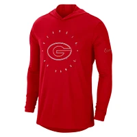 T-shirt à capuche manches longues Performance Nike Georgia Bulldogs Campus pour homme, rouge