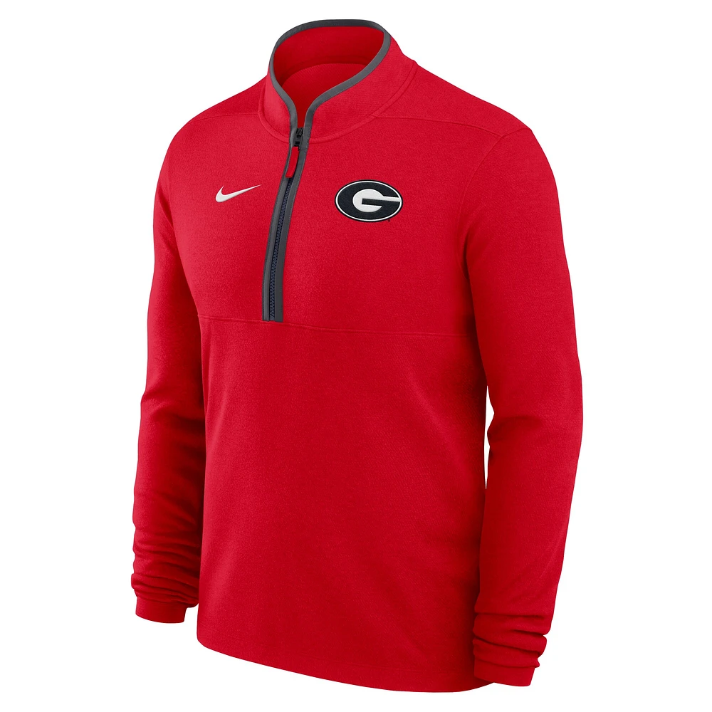 Pull Nike Victory Performance demi-zip léger pour homme des Georgia Bulldogs, rouge
