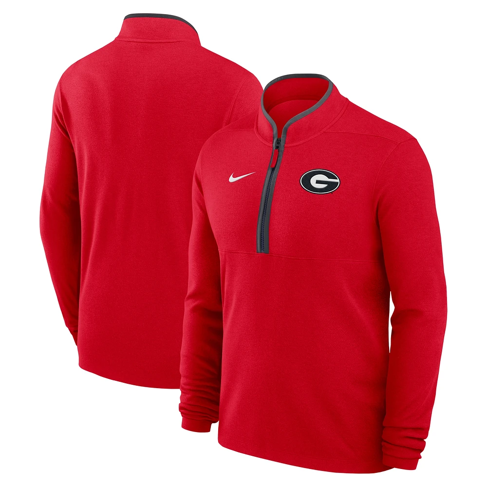 Pull Nike Victory Performance demi-zip léger pour homme des Georgia Bulldogs, rouge