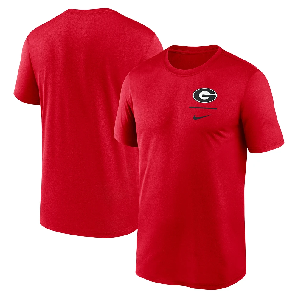 T-shirt Nike Georgia Bulldogs rouge pour homme avec logo principal Legend Performance